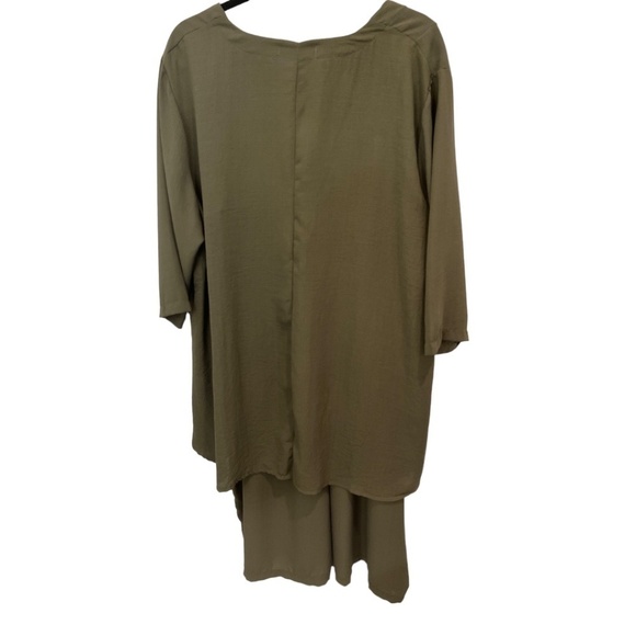 Casa Donna Plus Size Wide Leg Crop Pant Short Sleeve Top Set Rayon Linen XXL NWT - Picture 2 of 7